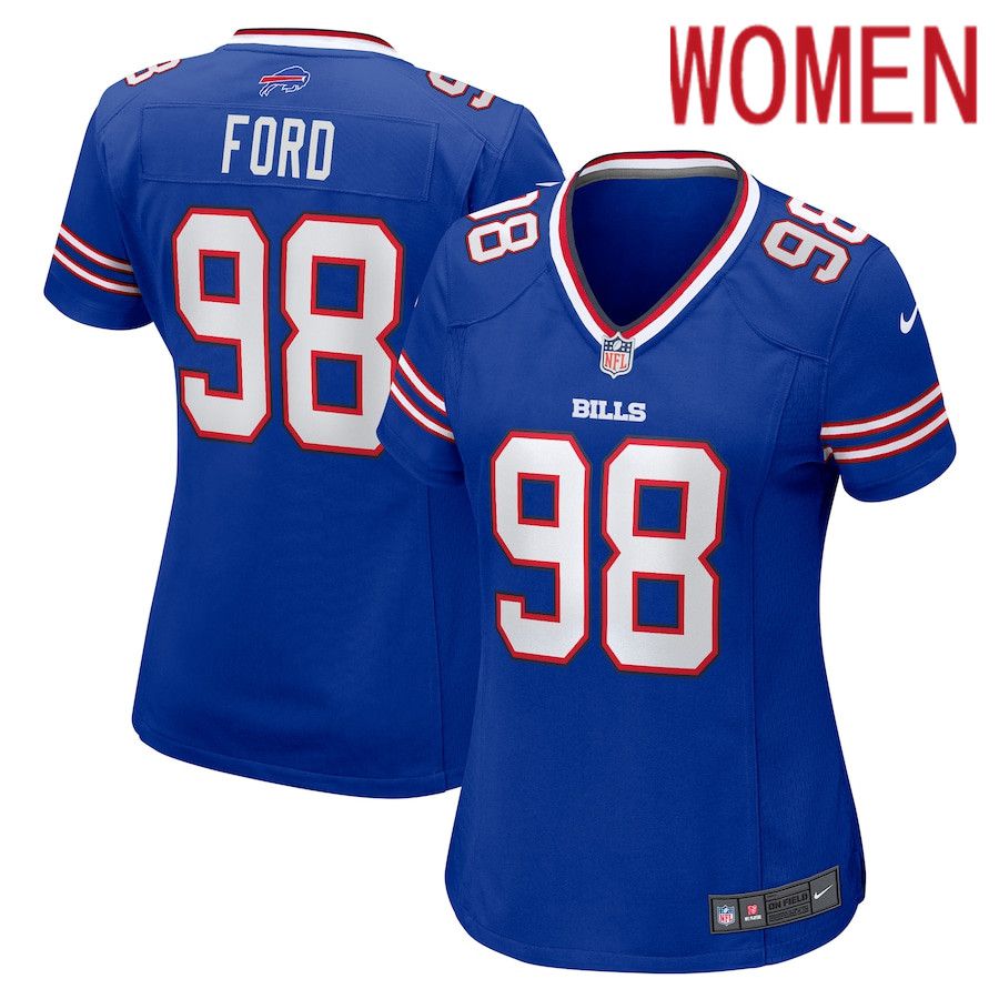Women Buffalo Bills 98 Poona Ford Nike Royal Home Game NFL Jersey